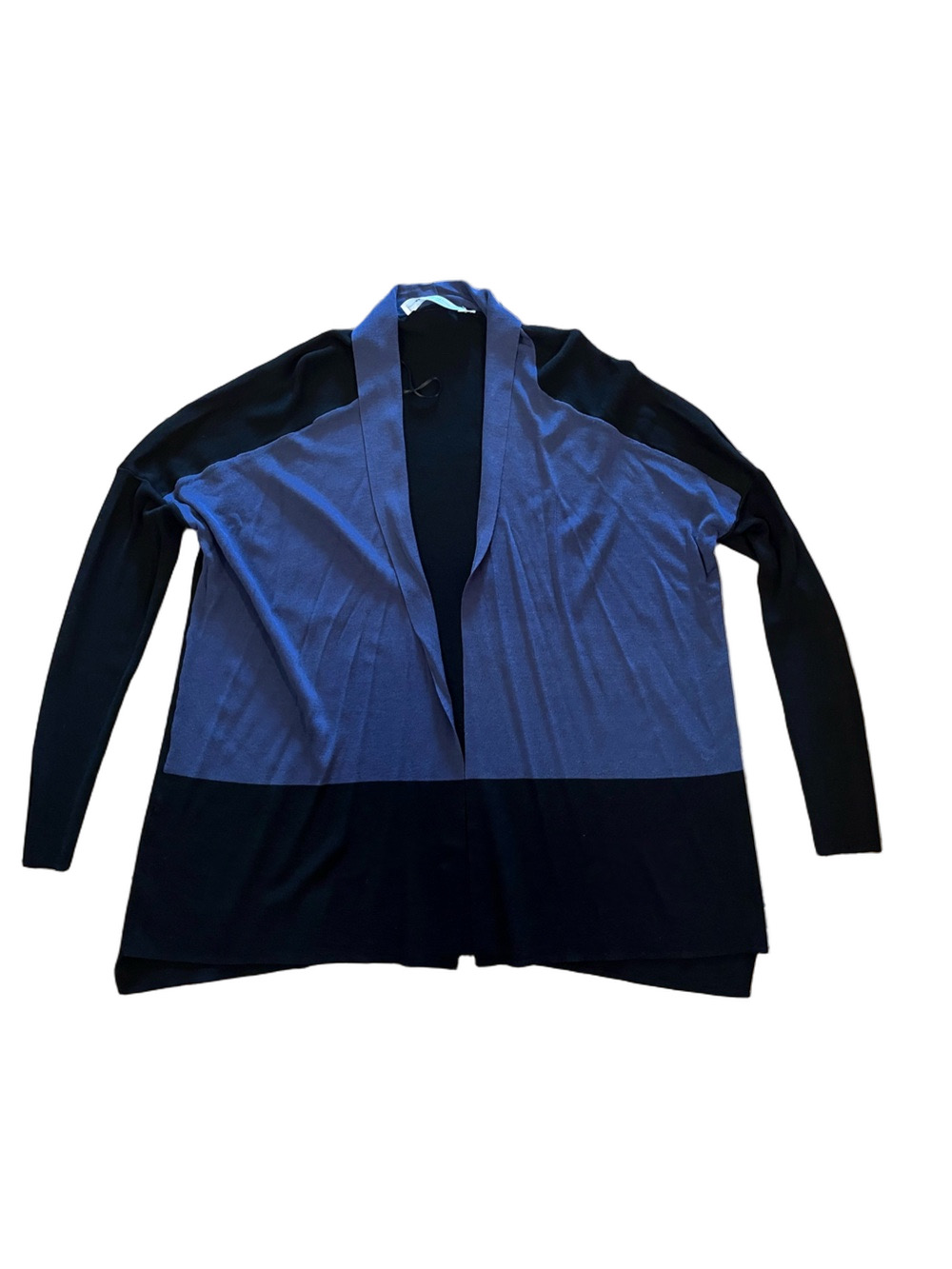 CONTEMPORAINE Simons Periwinkle Blue & Black Colorblock Open Front Cardigan